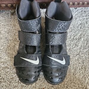 Nike Black and White Kids' High-Top Sneakers with Hook-and-Loop Straps